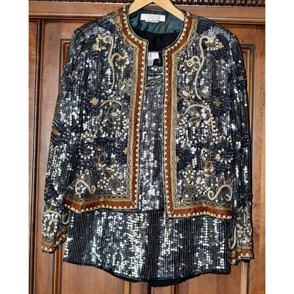 Judith Ann Creations for I Magnin Haute Couture 100% Silk 3pc Skirt Suit Size M - Picture 1 of 16